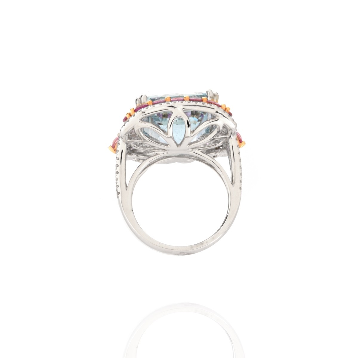 Aquamarine, Sapphire, Diamond and 18K Ring