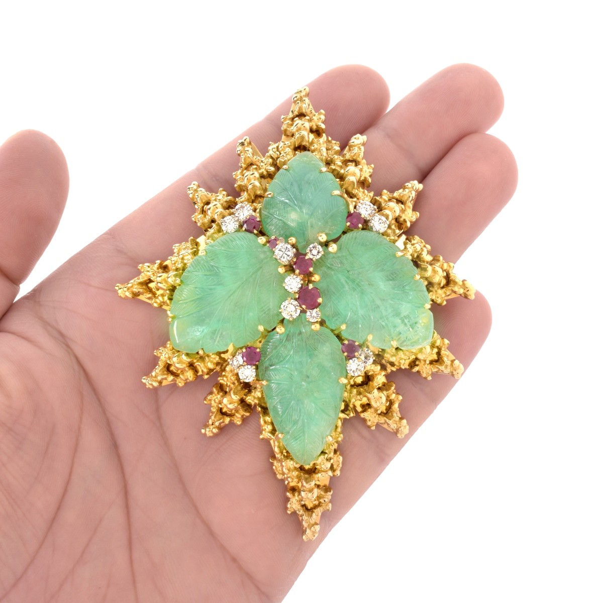 Gemstone, Diamond and 18K Pendant/Brooch