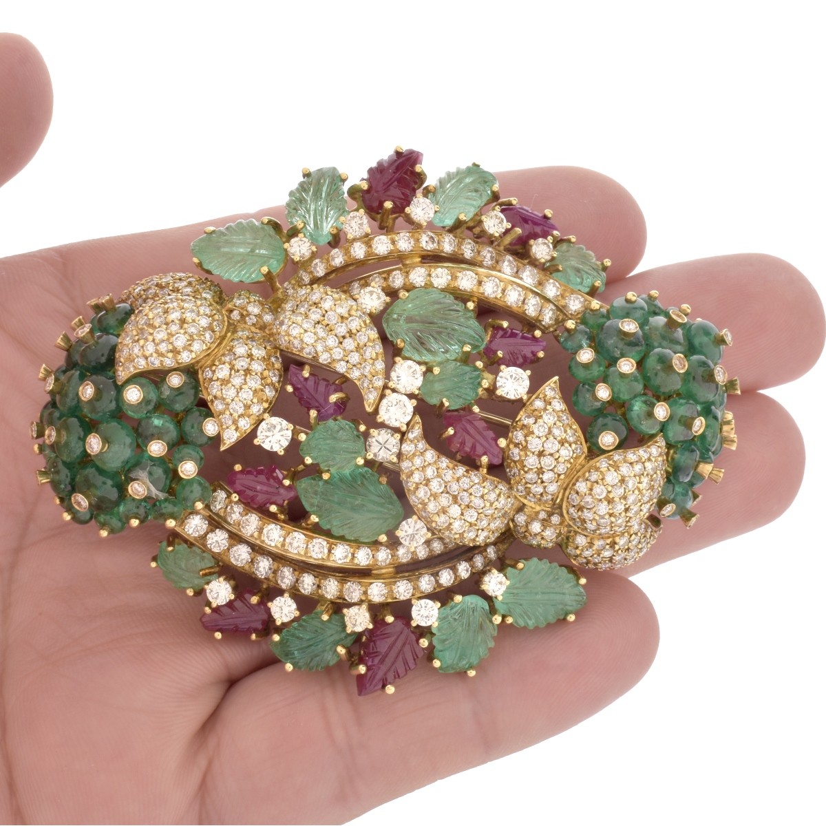 Giovane Gemstone, Diamond and 18K Brooch