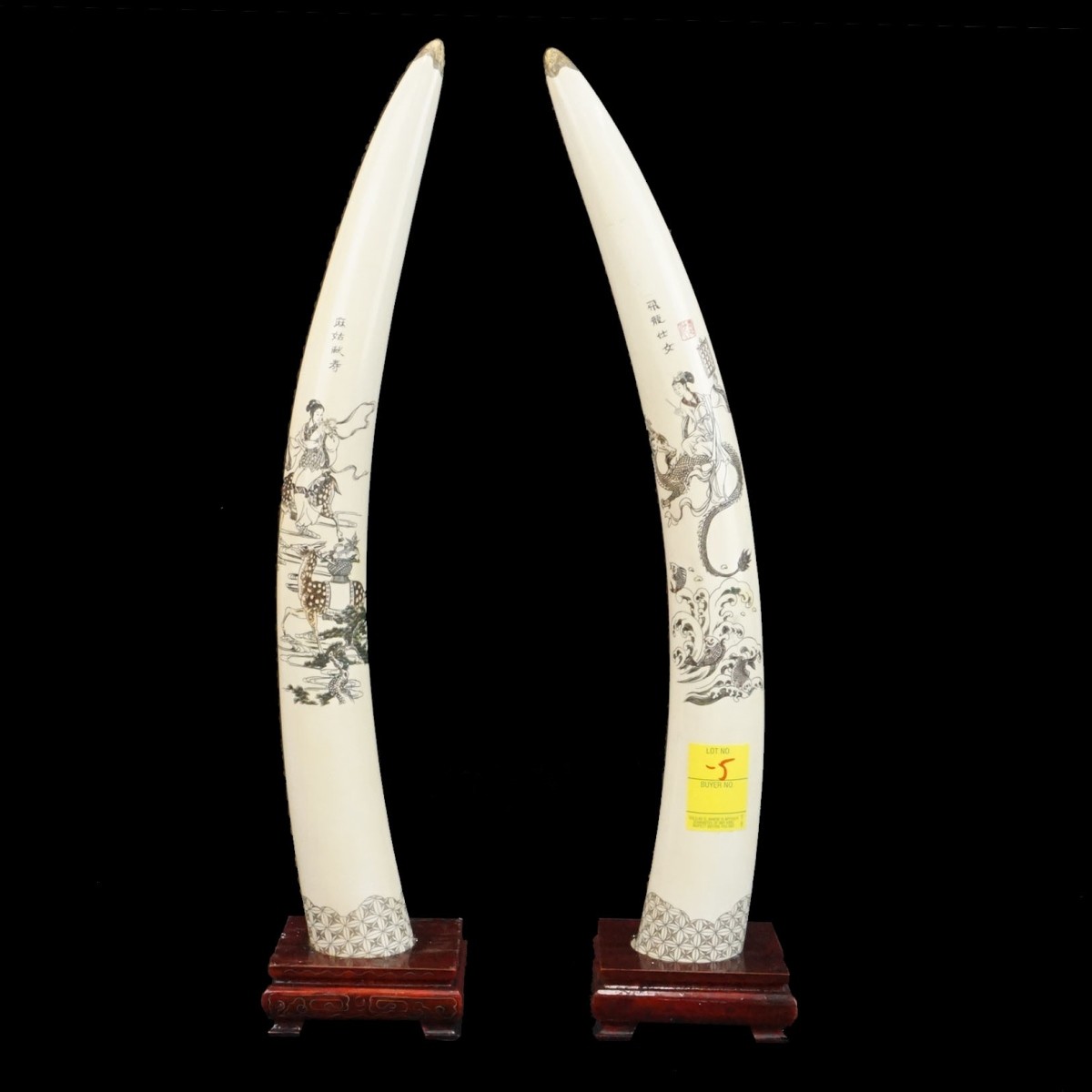 Pair of Chinese Tusks