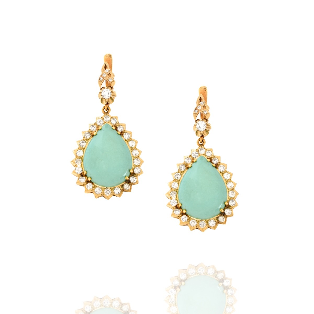 Diamond, Turquoise and 14K Earrings