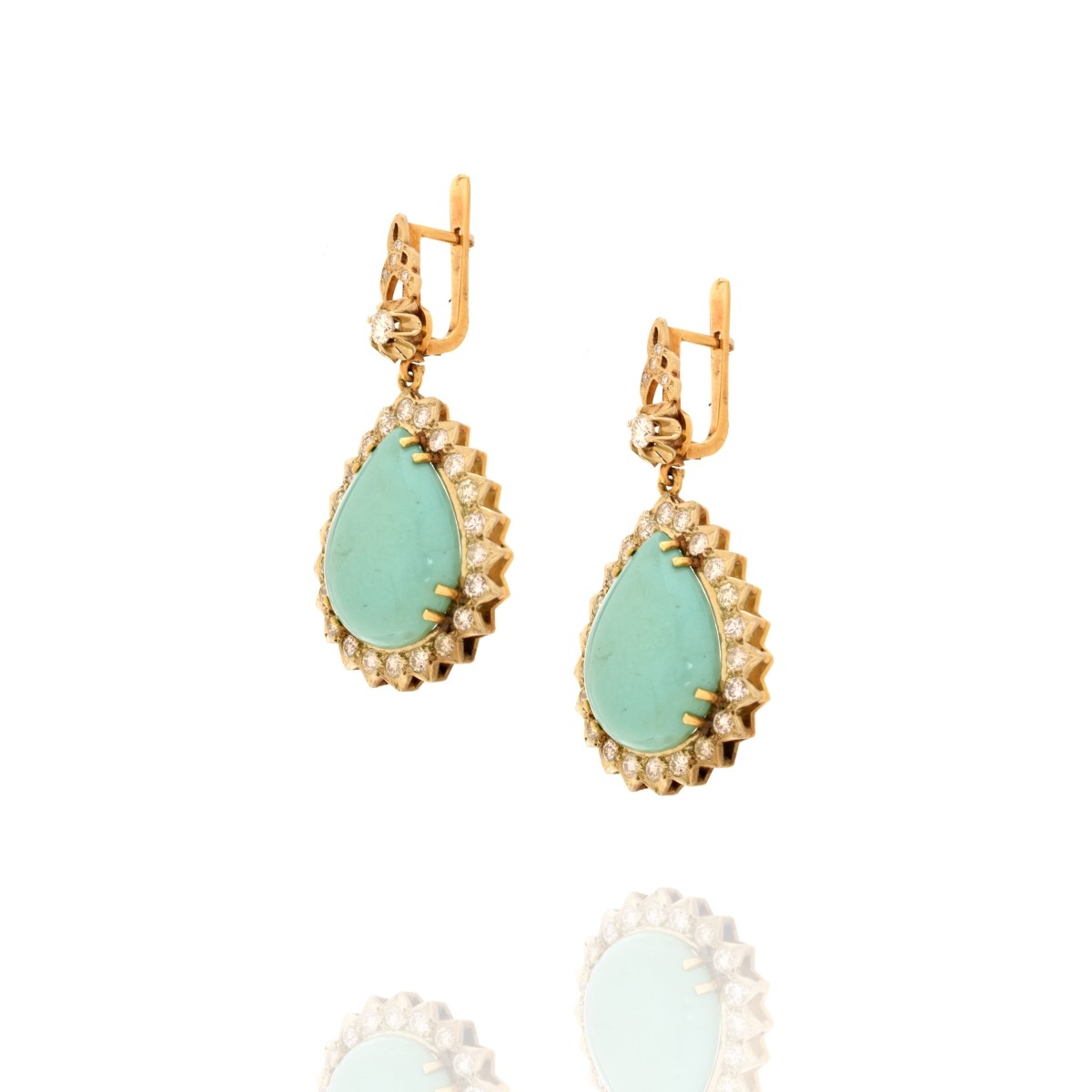 Diamond, Turquoise and 14K Earrings