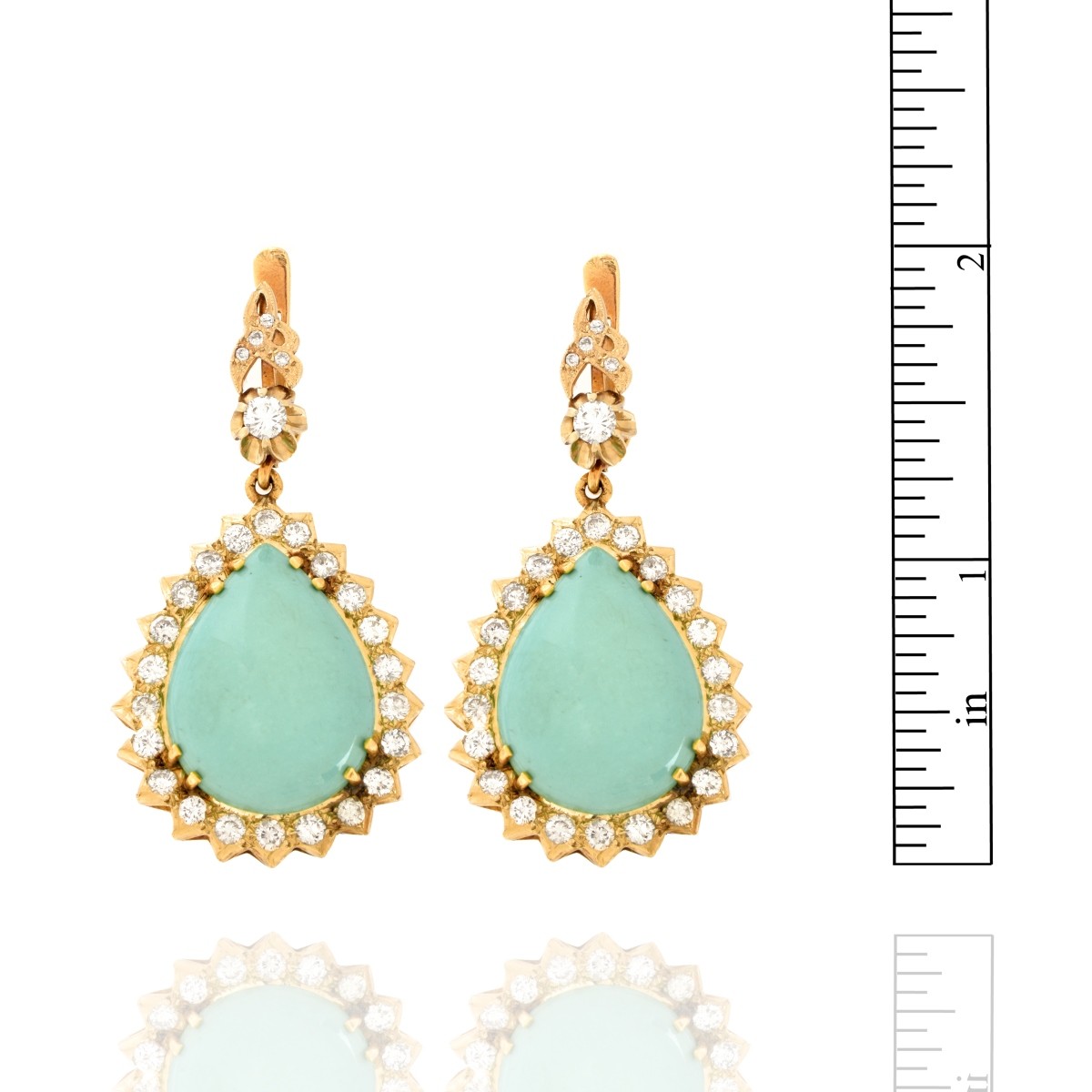 Diamond, Turquoise and 14K Earrings