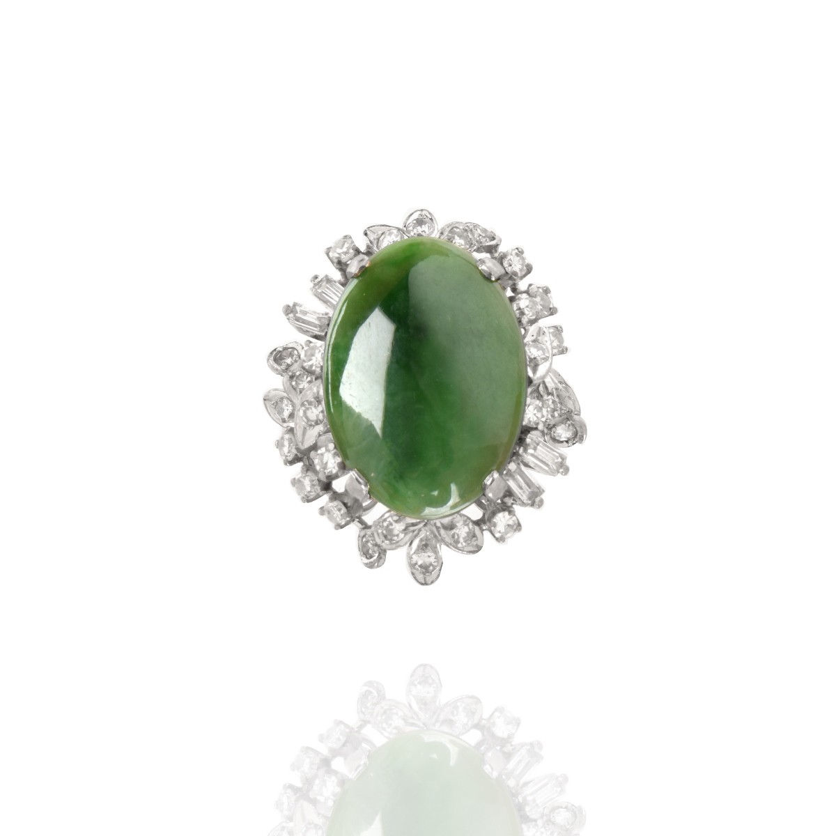 Jade, Diamond and 18K Ring