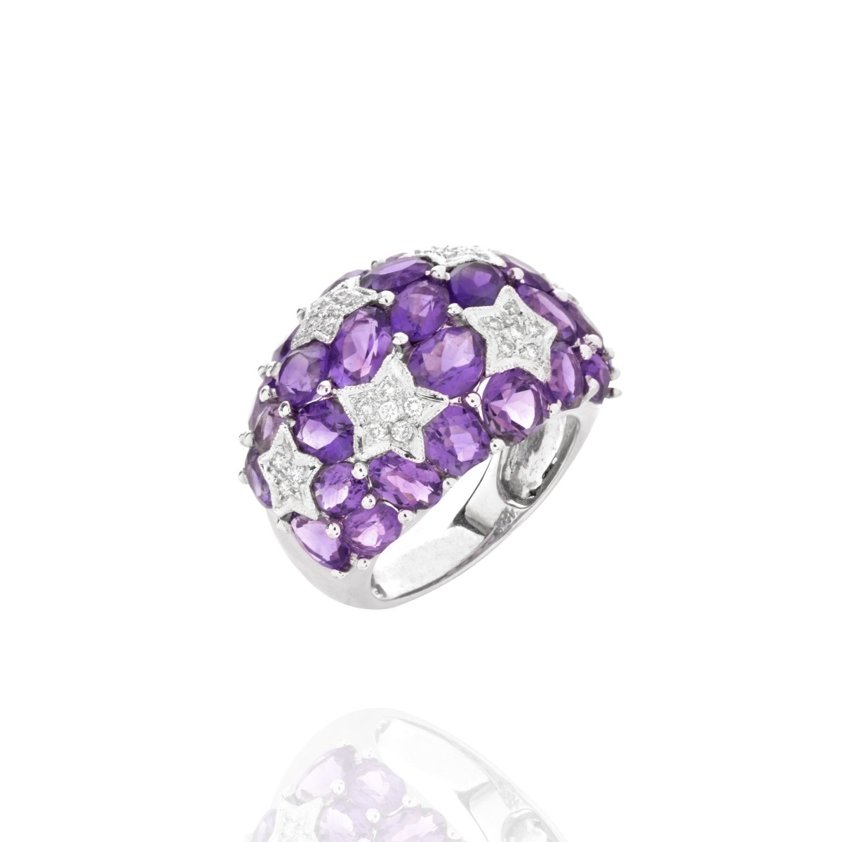 Amethyst, Diamond and 18K Ring