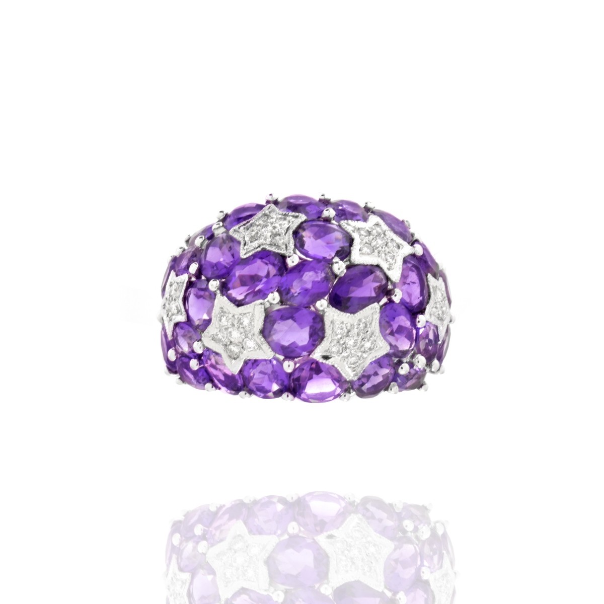 Amethyst, Diamond and 18K Ring