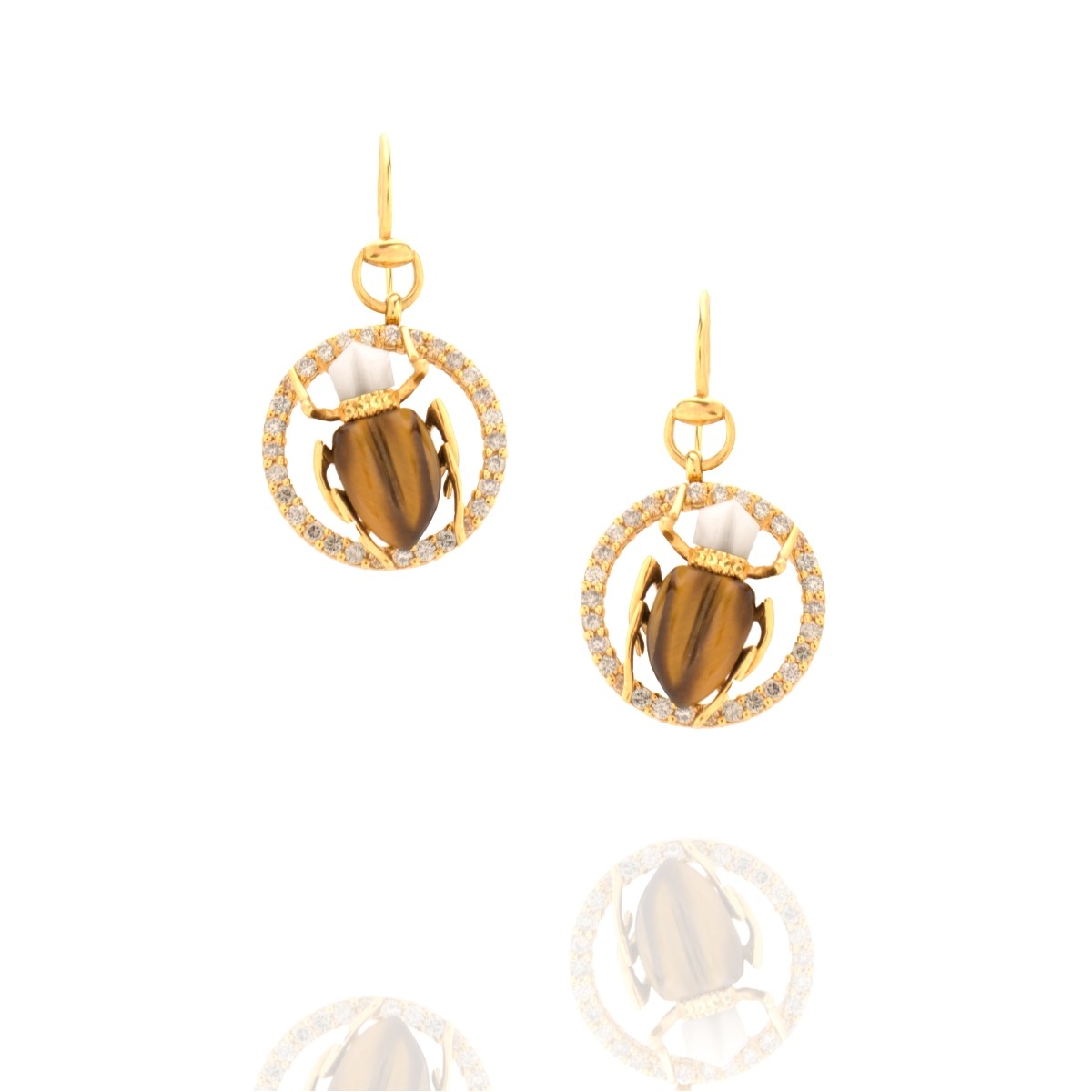 Gucci Diamond , Tiger Eye and 18K Earrings
