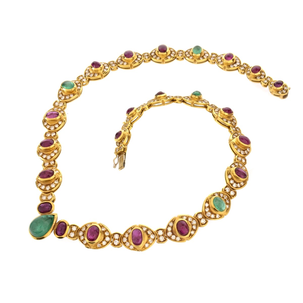 Emerald, Ruby, Diamond and 18K Necklace