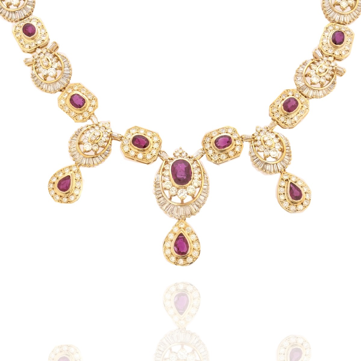 Diamond, Ruby and 18K Necklace