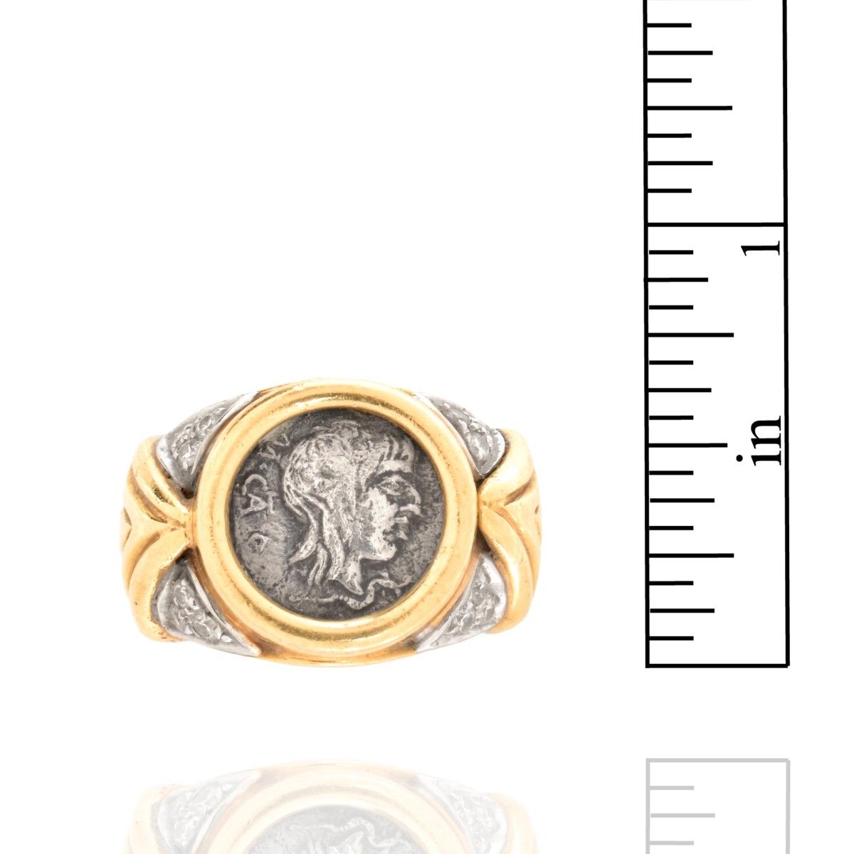 Diamond and 18K Coin Ring