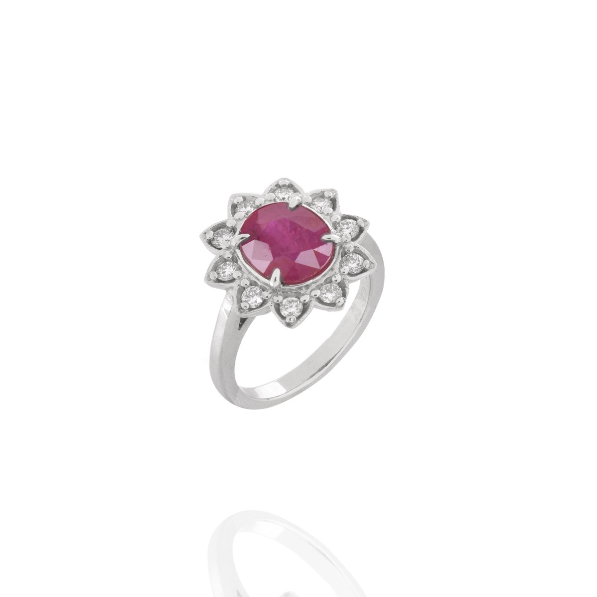 GIA Ruby, Diamond and 14K Ring