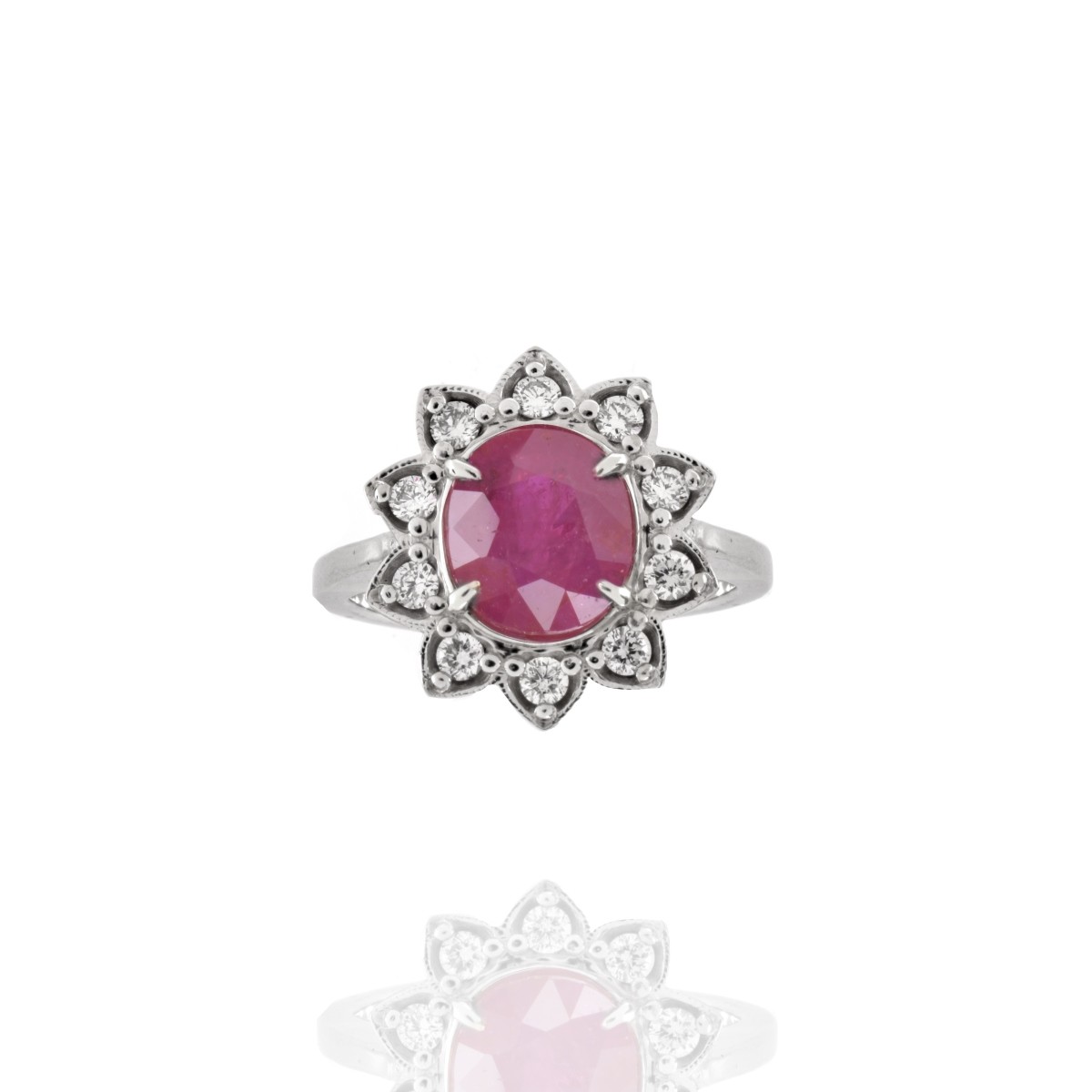 GIA Ruby, Diamond and 14K Ring