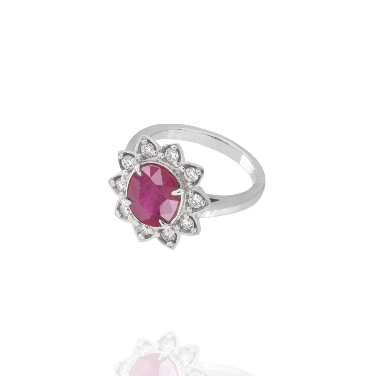 GIA Ruby, Diamond and 14K Ring