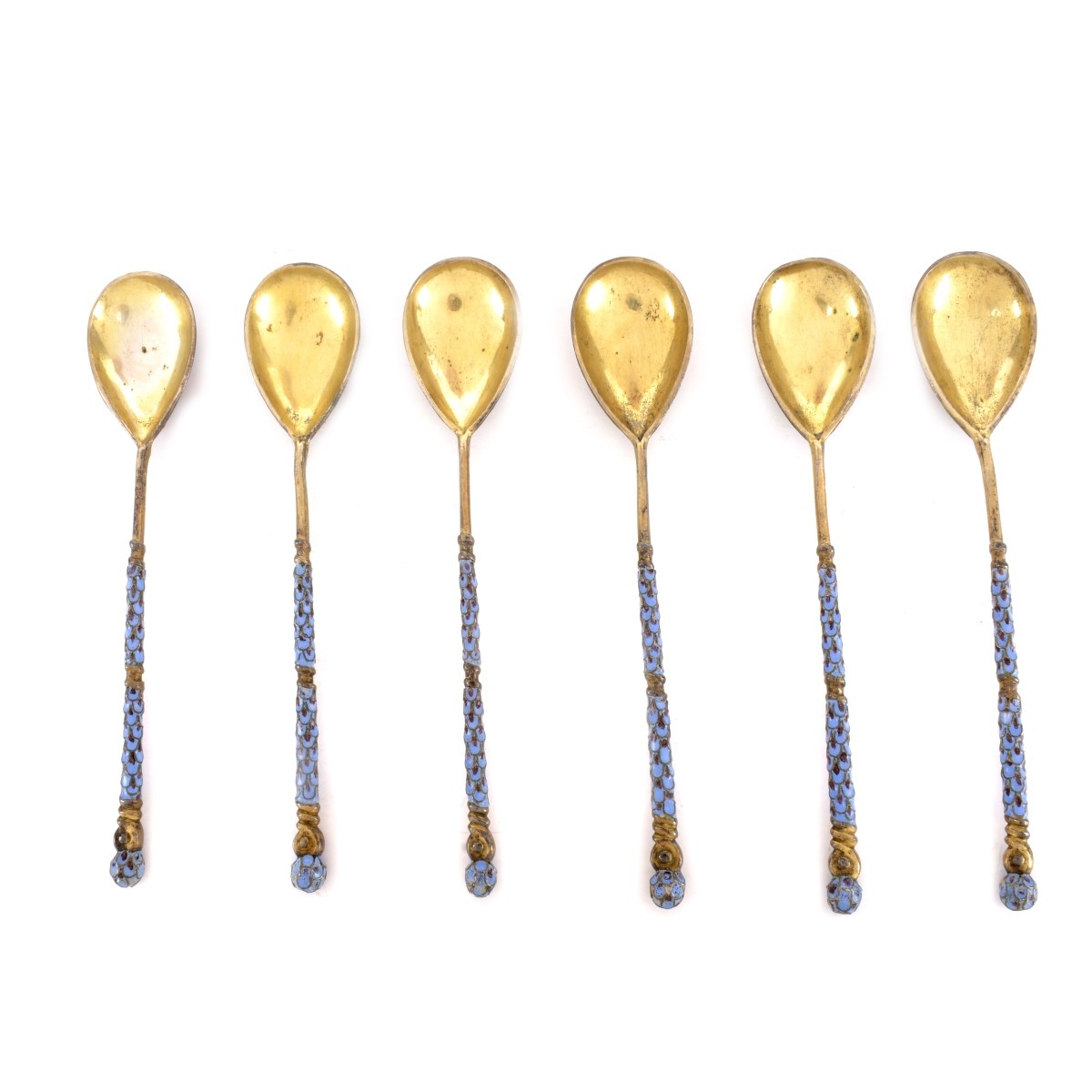 Russian Enamel Silver Spoons