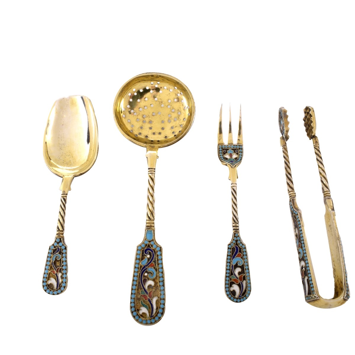 Nikolay Linden Enamel Silver Set