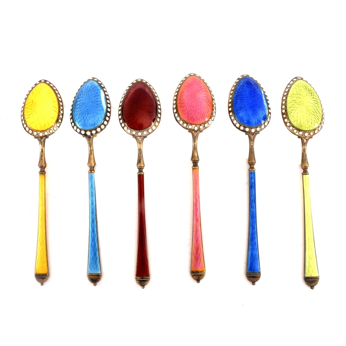 Enamel Sterling Demitasse Spoons