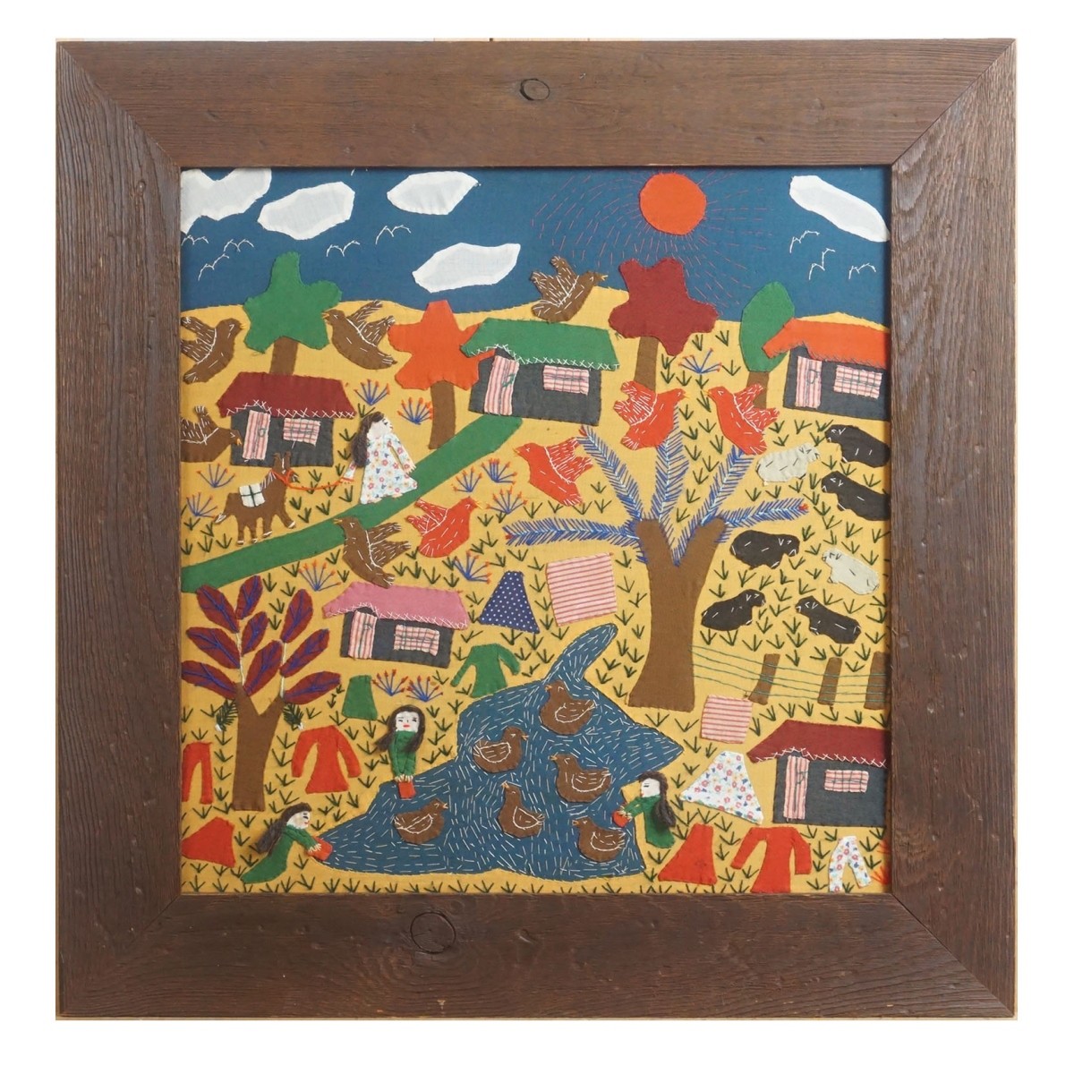 Folk Art Embroidered Textile