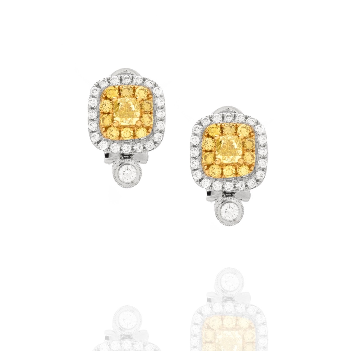 Fancy Diamond and 18K Earrings