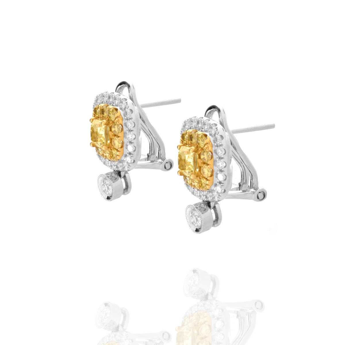 Fancy Diamond and 18K Earrings