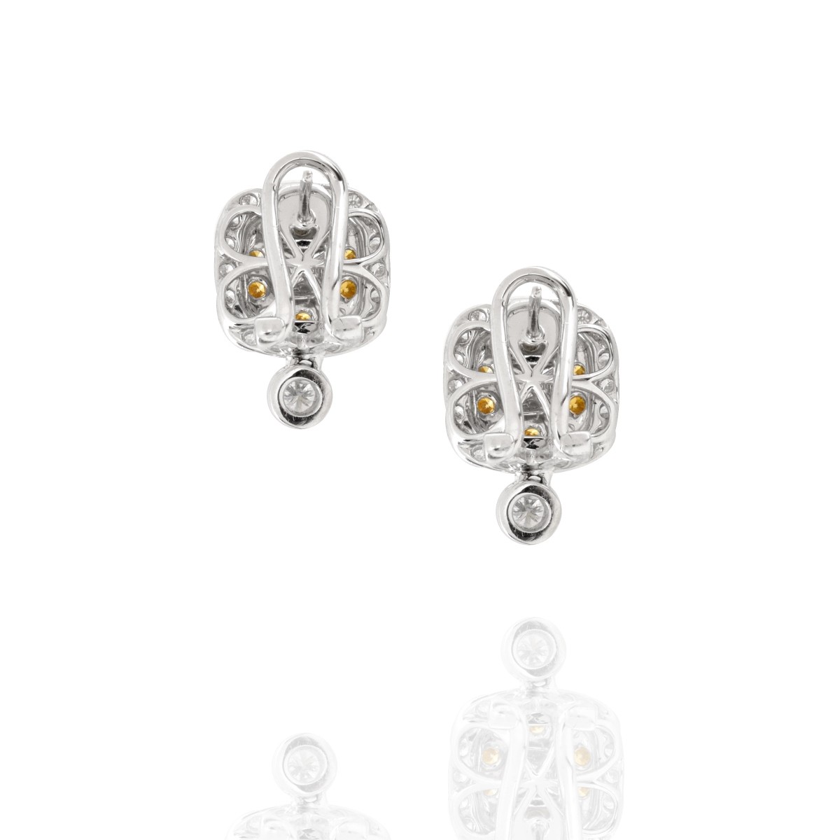 Fancy Diamond and 18K Earrings