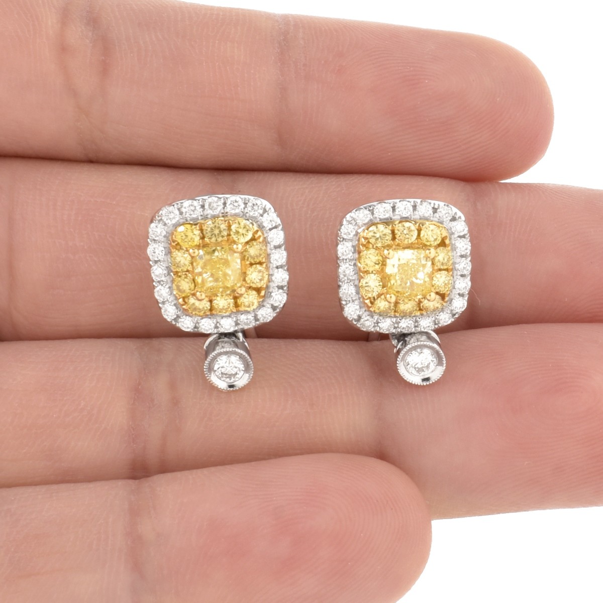 Fancy Diamond and 18K Earrings