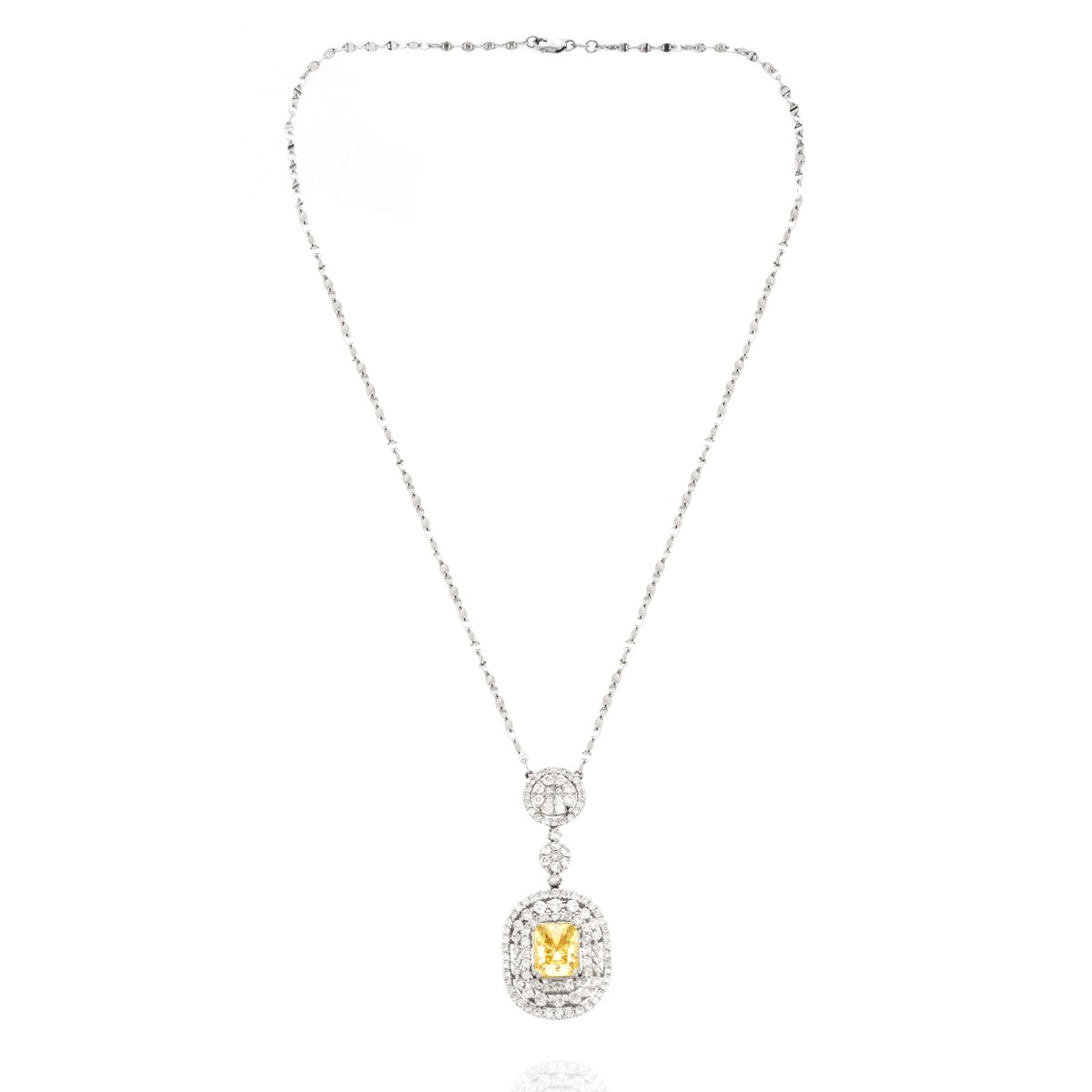 Sapphire, Diamond and 18K Pendant Necklace