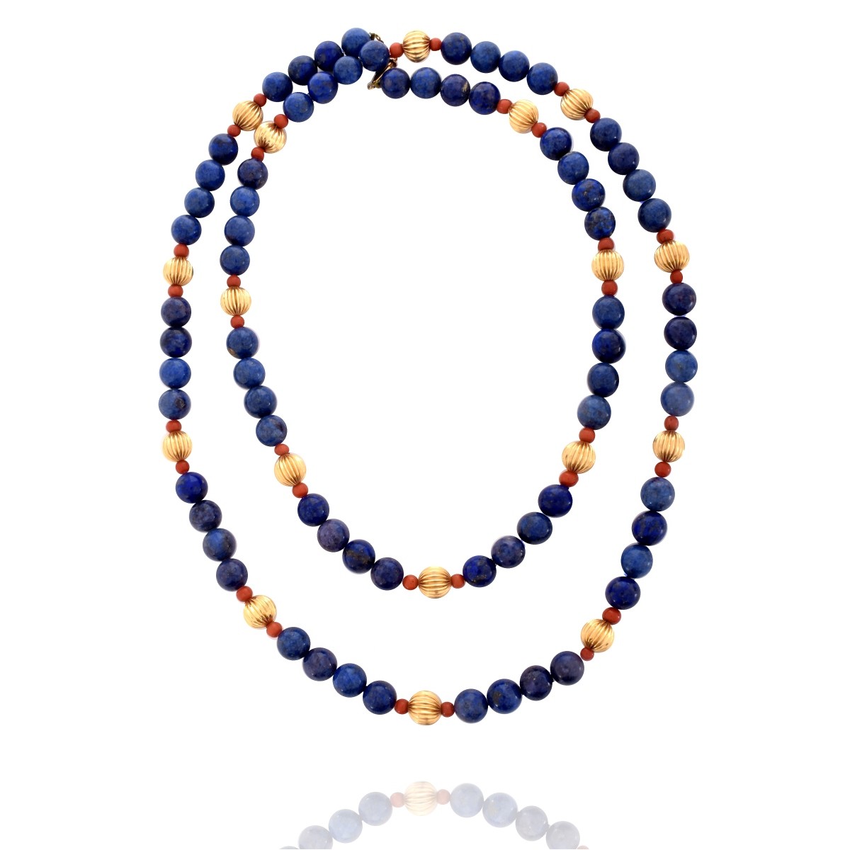 Lapis, Coral and 14K Necklace