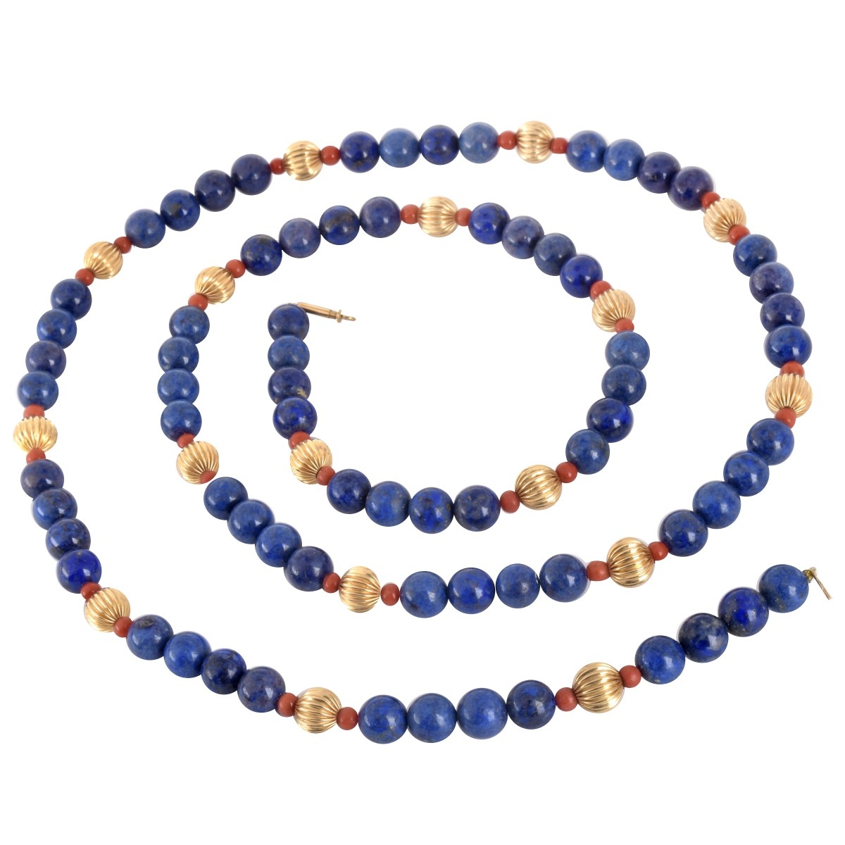 Lapis, Coral and 14K Necklace