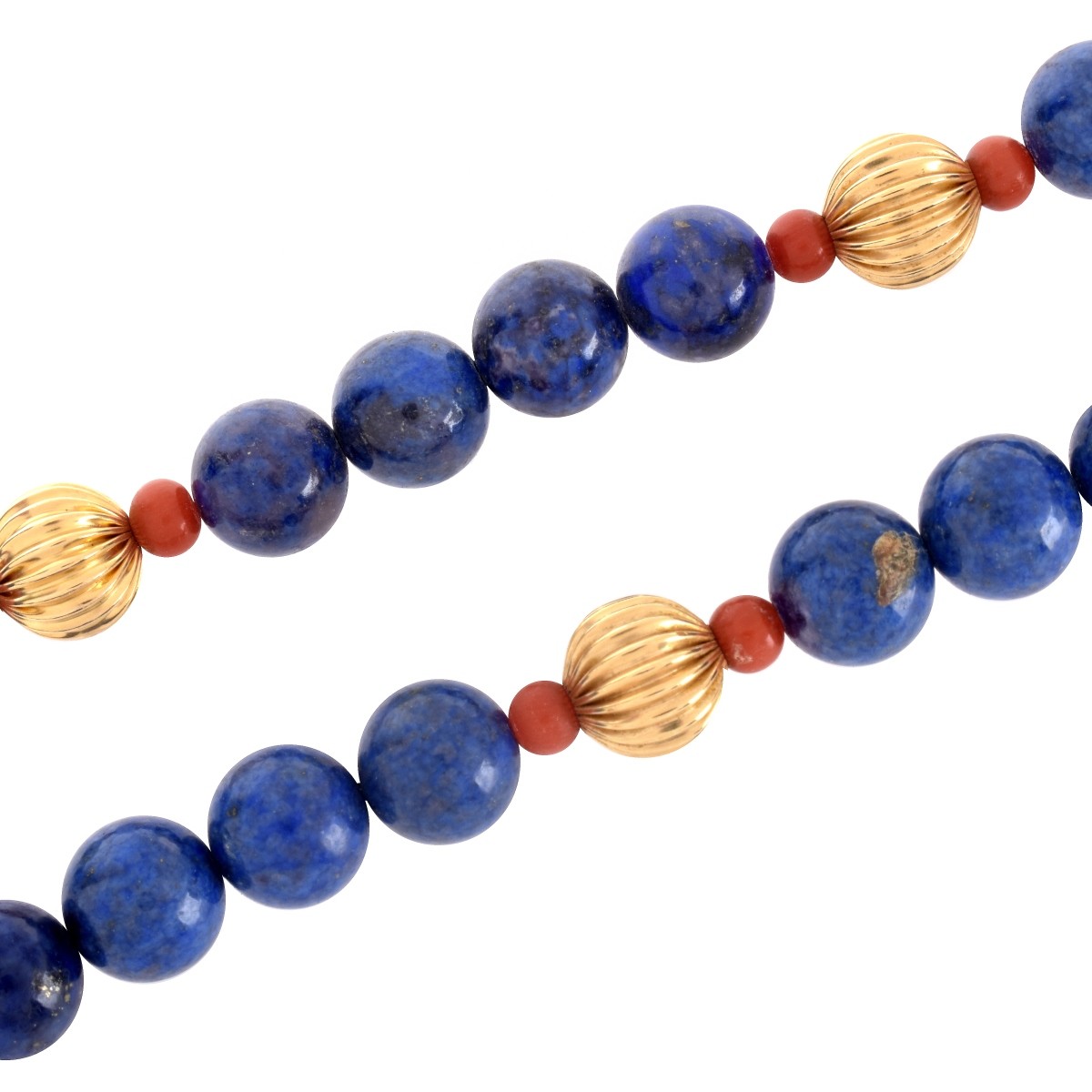 Lapis, Coral and 14K Necklace