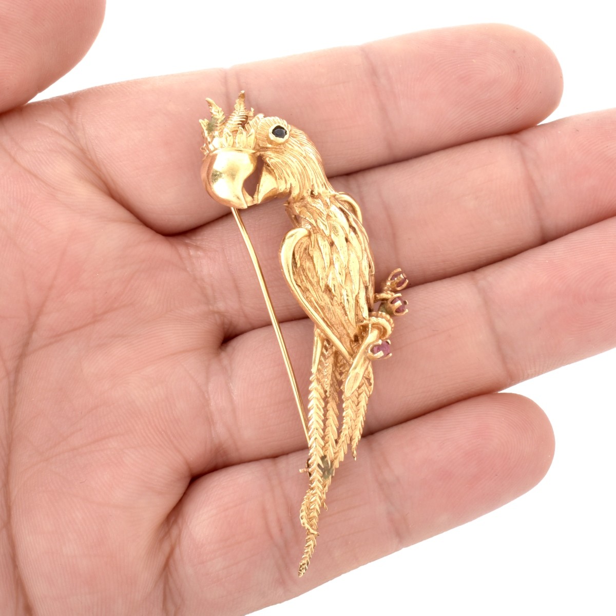 14K Cockatoo Brooch