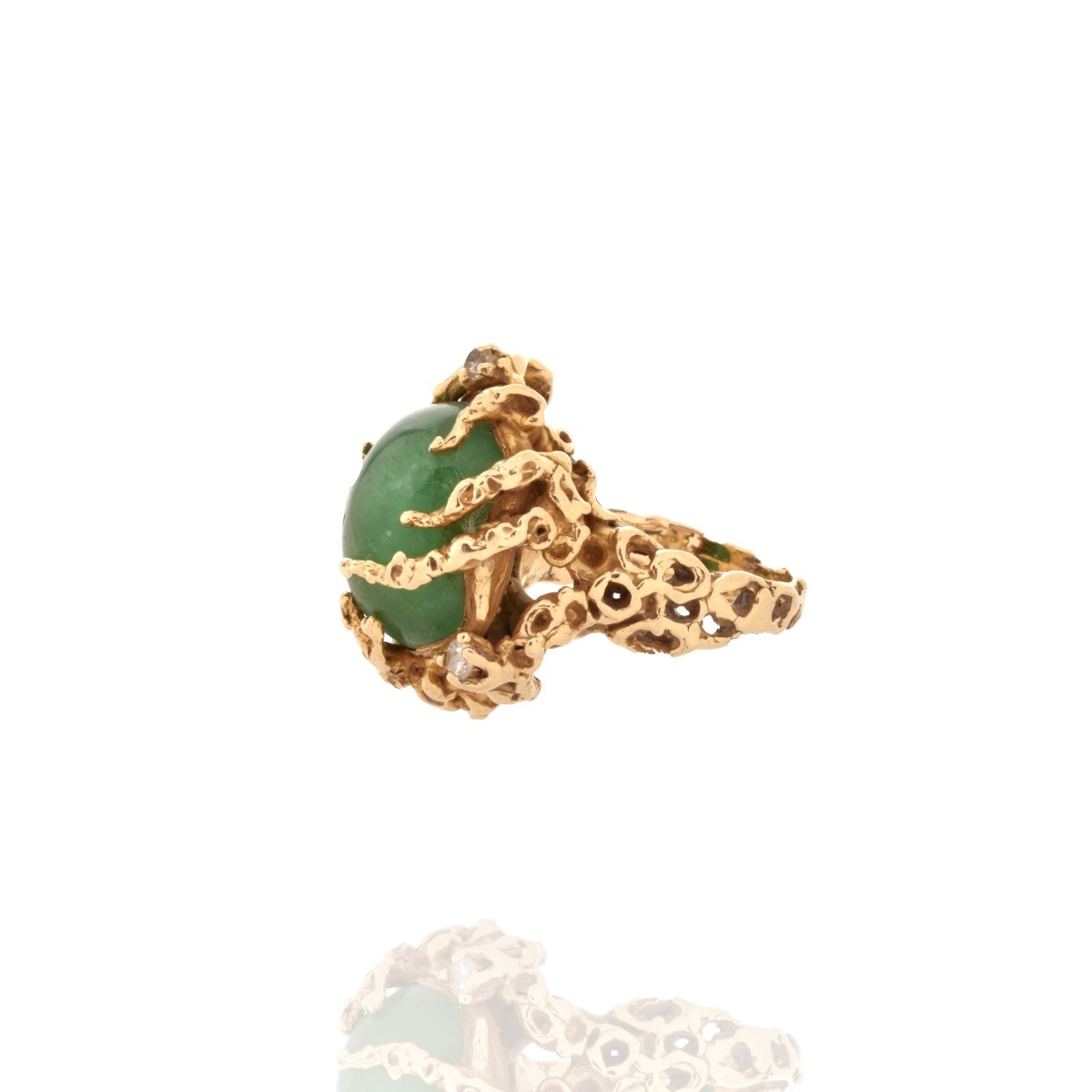 Emerald, Diamond and 14K Ring