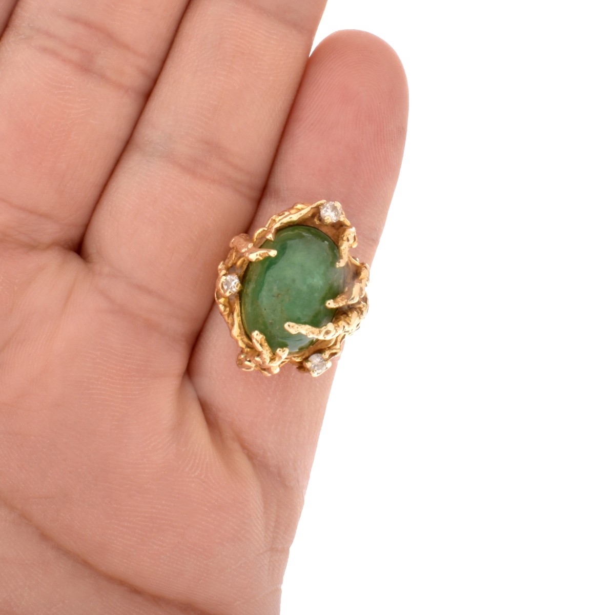 Emerald, Diamond and 14K Ring