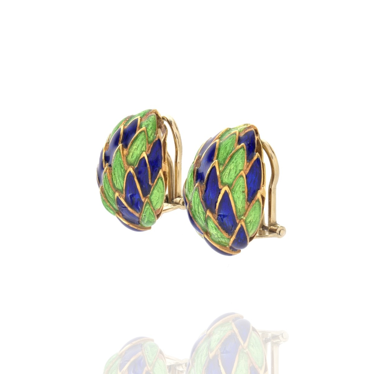 18K and Enamel Earrings