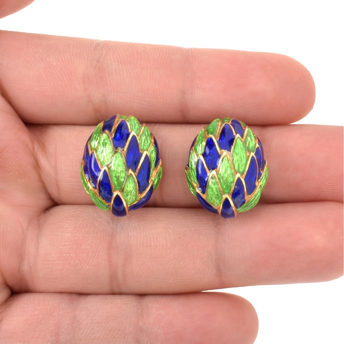 18K and Enamel Earrings