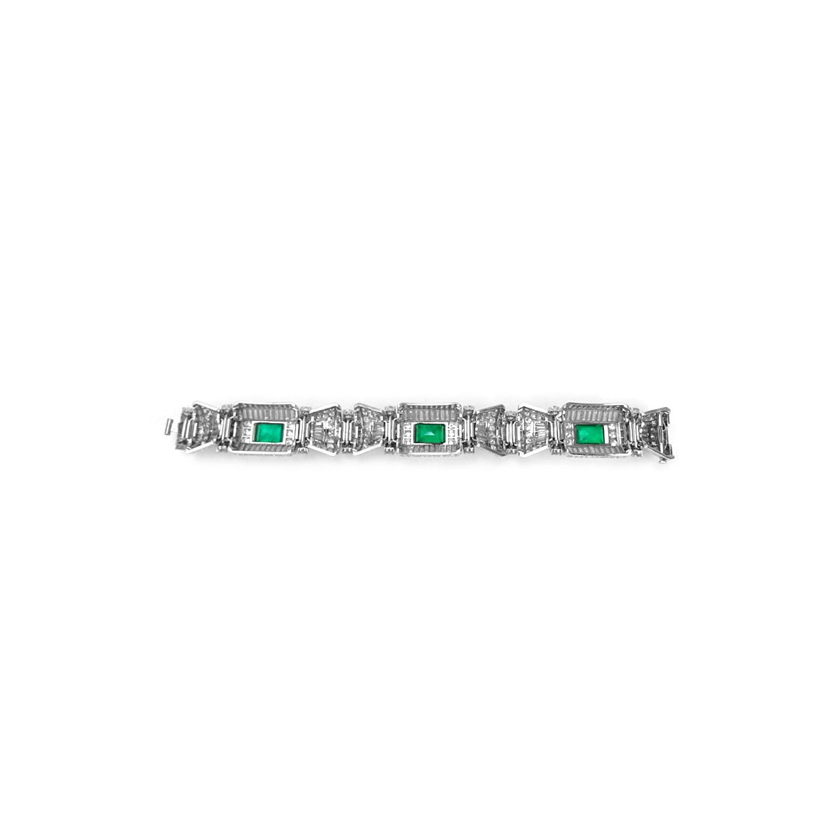 Art Deco Diamond and Emerald Bracelet