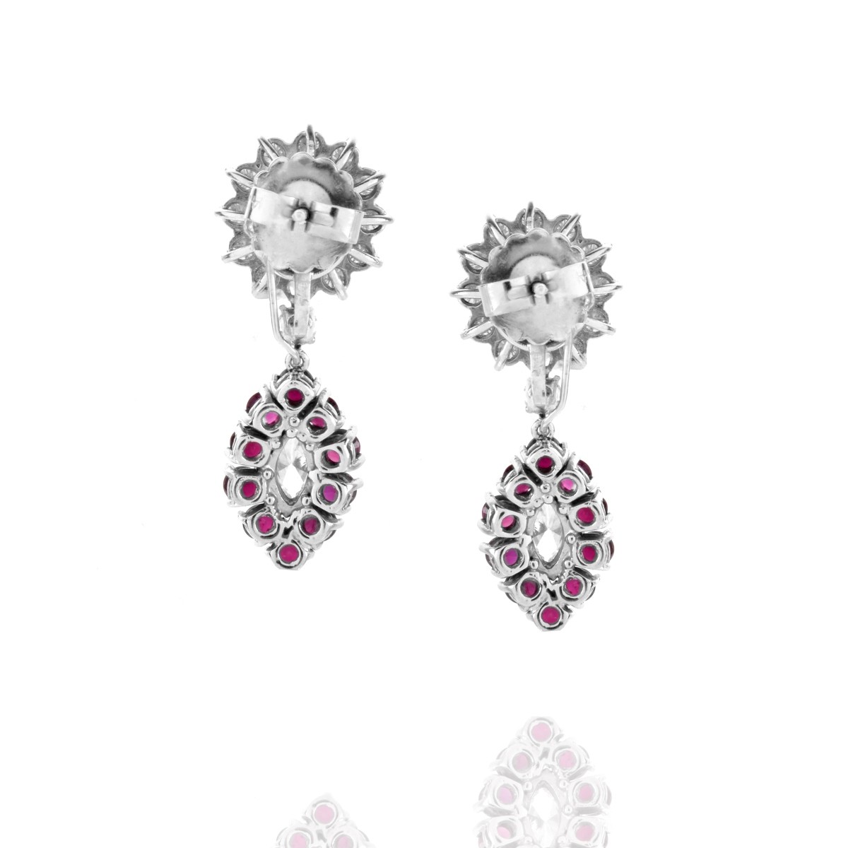 Diamond, Ruby and 18K Earrings