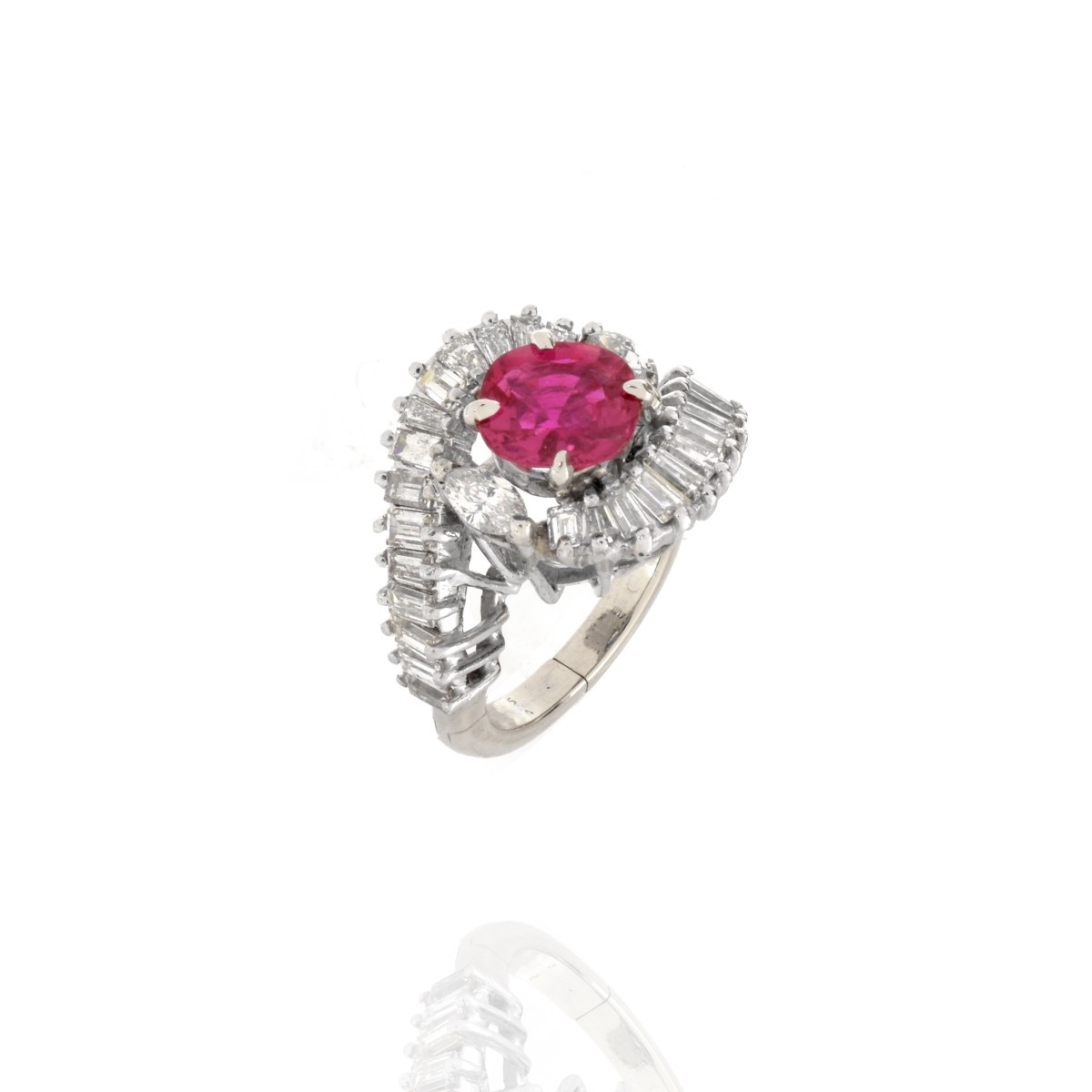 Ruby, Diamond and Platinum Ring