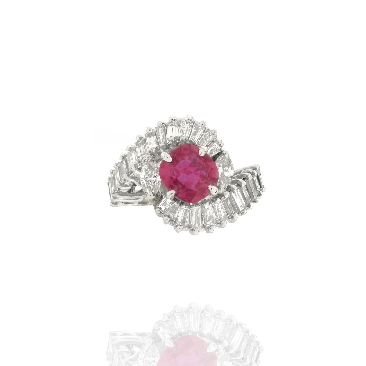 Ruby, Diamond and Platinum Ring