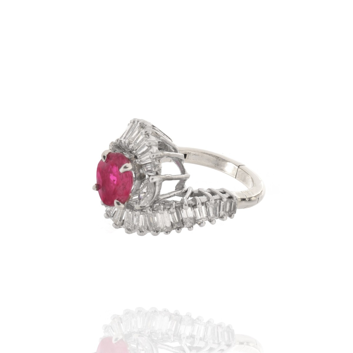 Ruby, Diamond and Platinum Ring