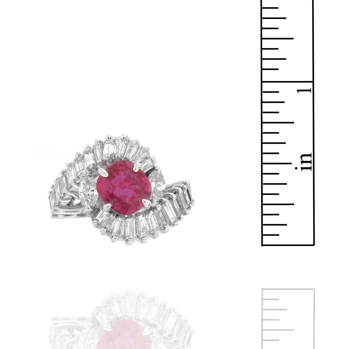 Ruby, Diamond and Platinum Ring