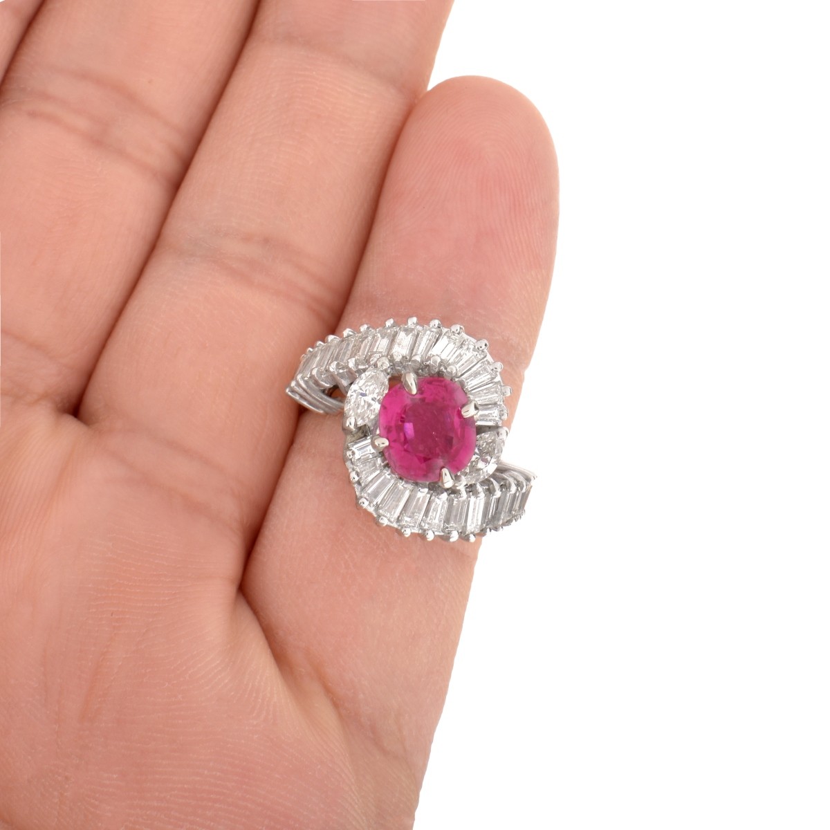 Ruby, Diamond and Platinum Ring