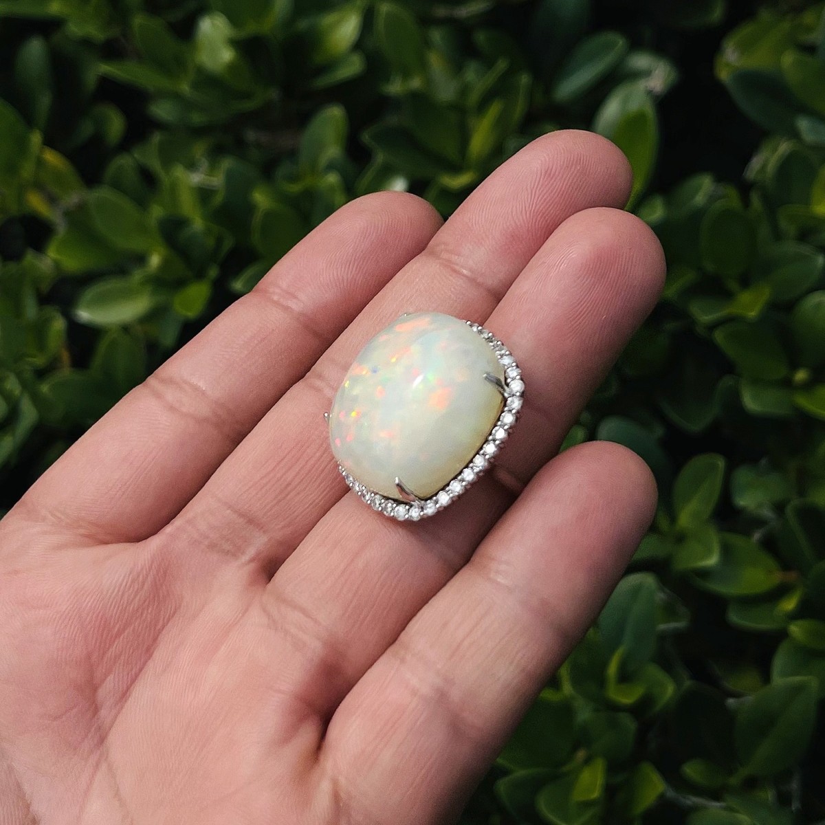 Opal, Diamond and 18K Ring