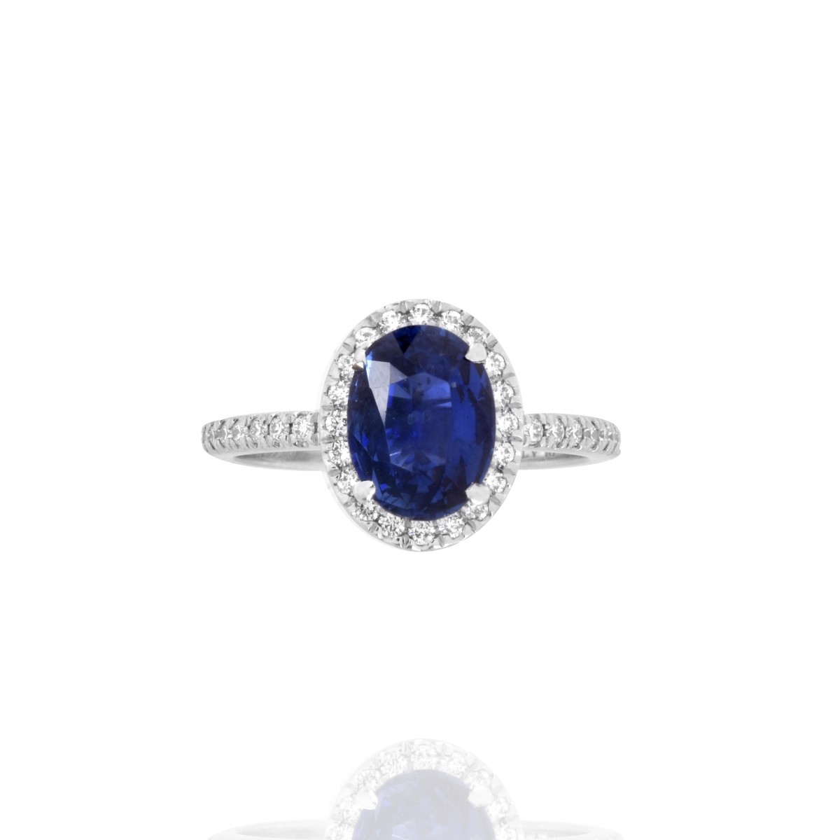 Sapphire, Diamond and Platinum Ring