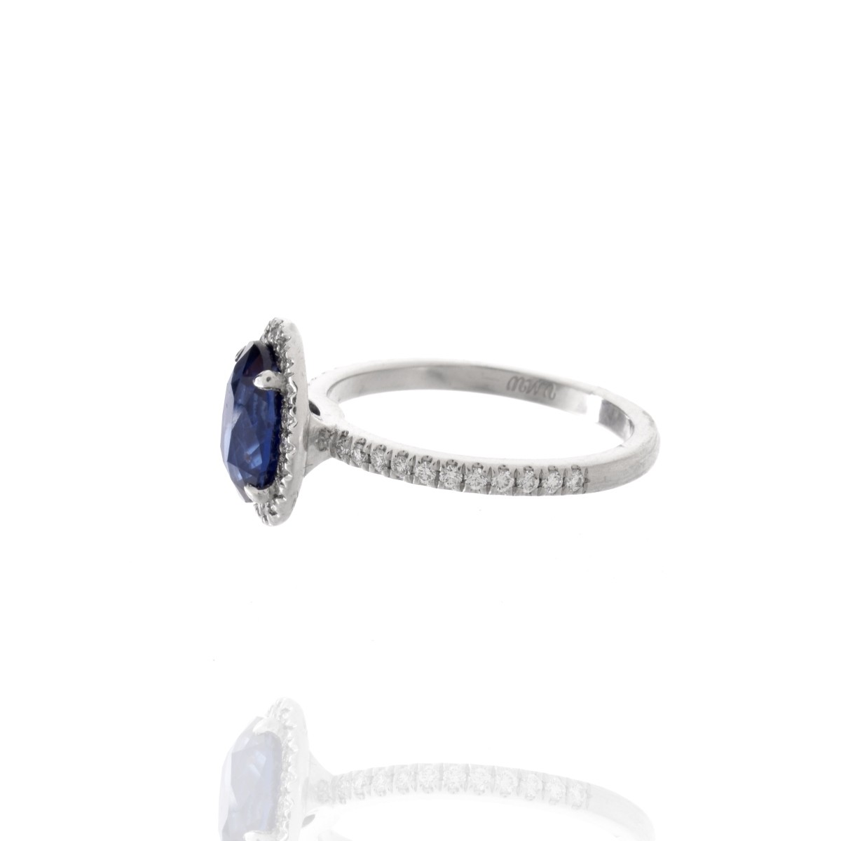 Sapphire, Diamond and Platinum Ring