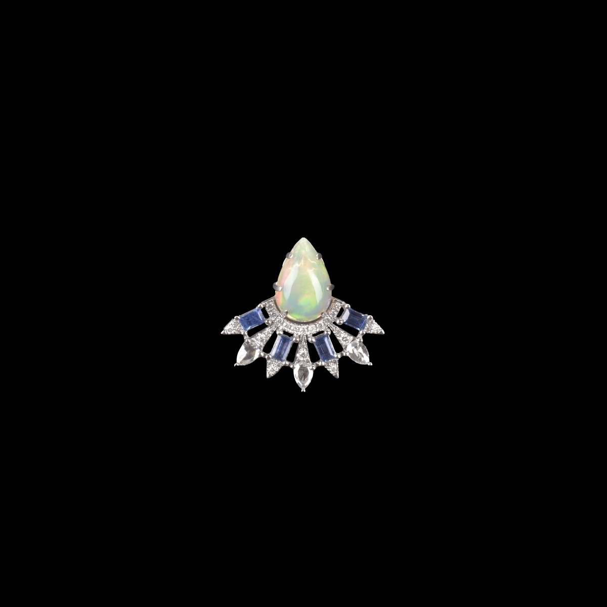 Opal, Sapphire, Diamond and 18K Earrings.