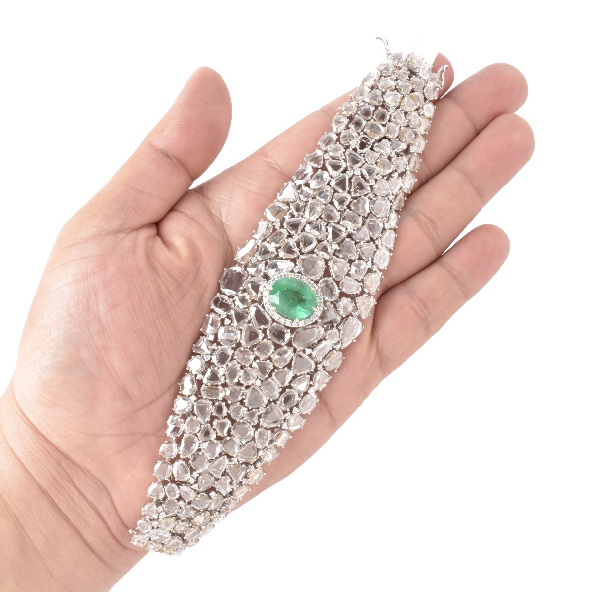 Diamond, Emerald and 18K Bracelet