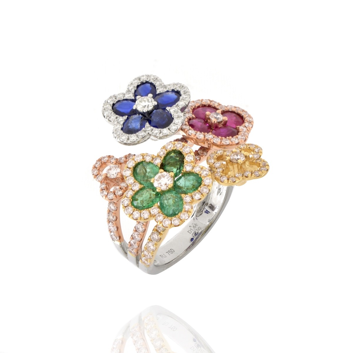 Gemstone, Diamond and 18K Ring