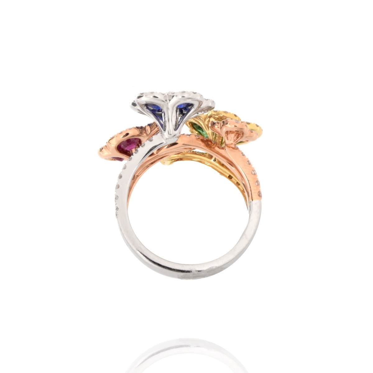 Gemstone, Diamond and 18K Ring