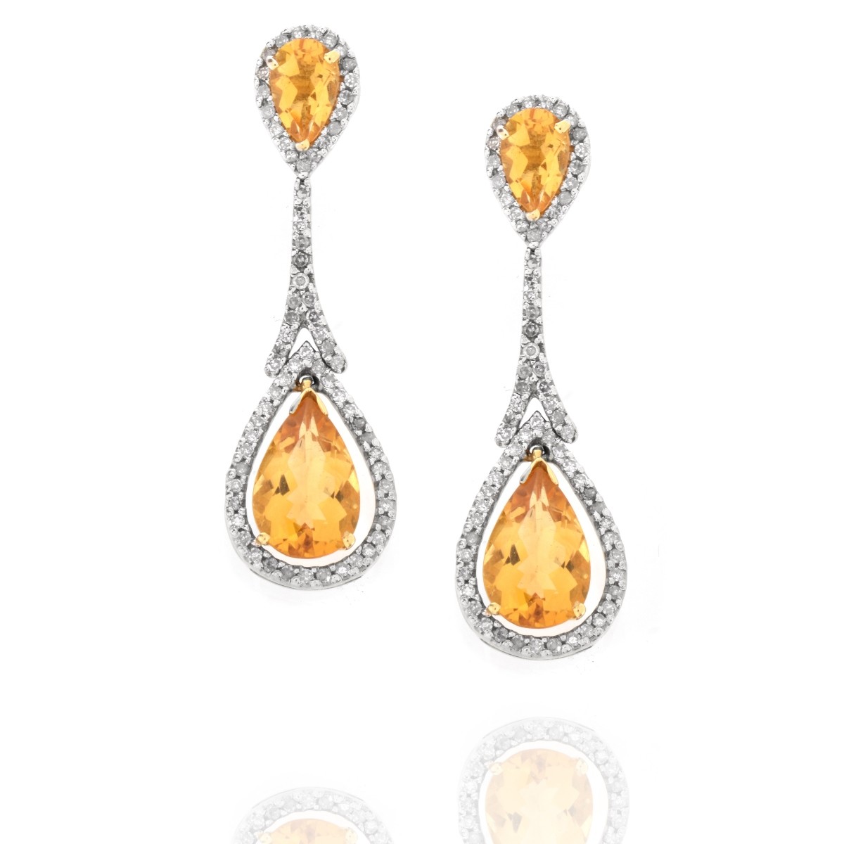 Citrine, Diamond and 14K Earrings