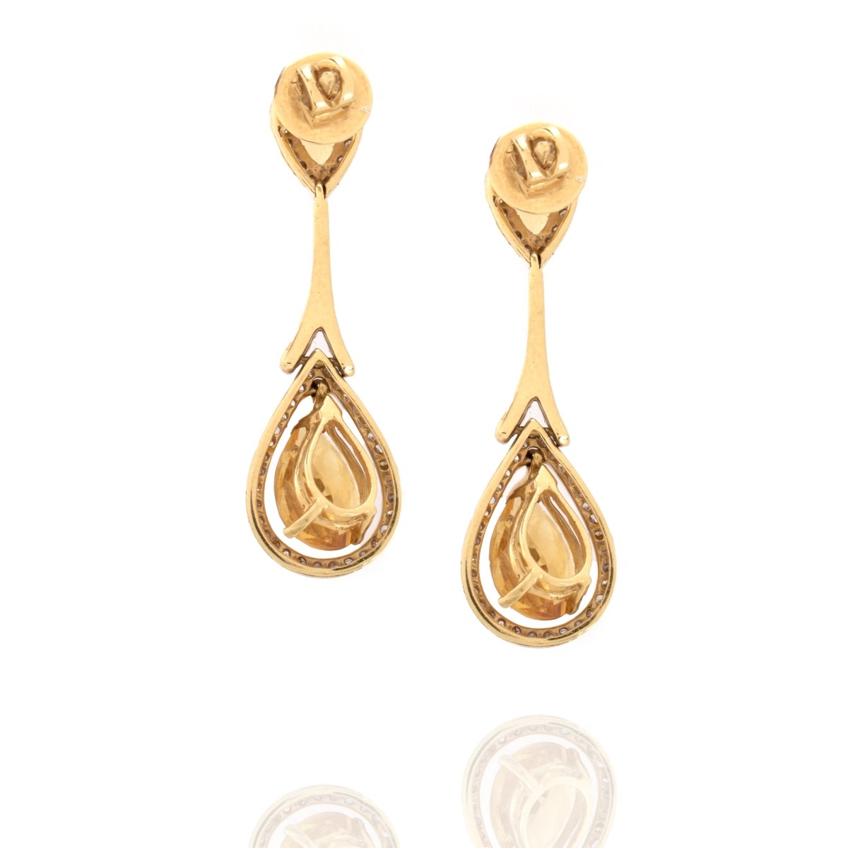 Citrine, Diamond and 14K Earrings